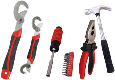 

Asraw Snap N Grip, Plier, 1/2LB Hammer & 11PC Screwdriver Set Hand Tool Kit(4 Tools), Multicolor