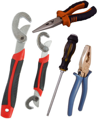 

Asraw Snap N Grip, Plier, Nose Plier & Double Sided Screwdriver Hand Tool Kit(4 Tools), Multicolor