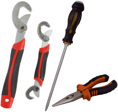 Asraw Snap N Grip, Nose Plier & Double Sided Screwdriver Hand Tool Kit(3 Tools), Multicolor