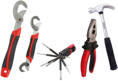 

Asraw Snap N Grip, Plier, 1/2LB Hammer & 8in1 Screwdriver Set Hand Tool Kit(4 Tools), Multicolor