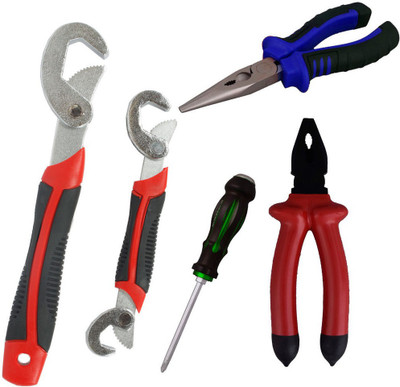 

Asraw Snap N Grip, Plier, Nose Plier & Double Sided Screwdriver Hand Tool Kit(4 Tools), Multicolor