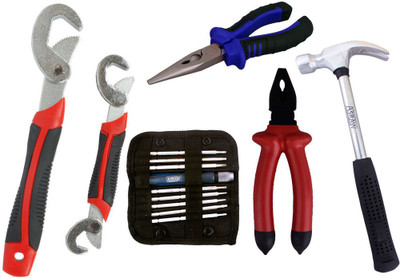 

Asraw Snap N Grip, Plier, Nose Plier, 1/2LB Hammer & Screwdriver Set Hand Tool Kit(5 Tools), Multicolor