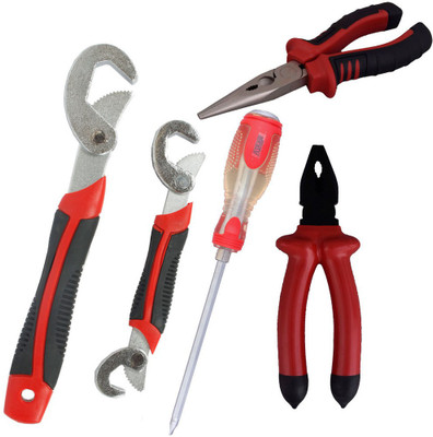

Asraw Snap N Grip, Plier, Nose Plier & Double Sided Screwdriver Hand Tool Kit(4 Tools), Multicolor
