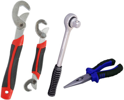 

Asraw Snap N Grip, Nose Plier & Ratchet Handle Hand Tool Kit(3 Tools), Multicolor