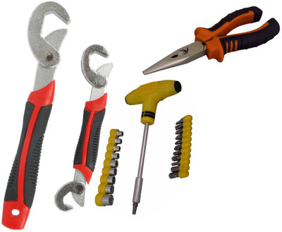Asraw Snap N Grip, Nose Plier & Screwdriver Set Hand Tool Kit(3 Tools), Multicolor