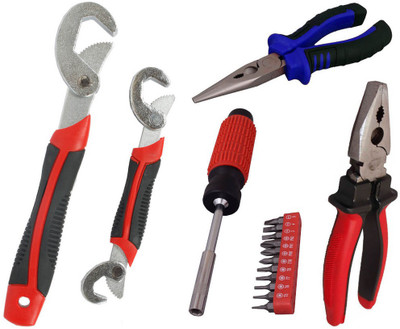

Asraw Snap N Grip, Plier, Nose Plier & 11PC Screwdriver Set Hand Tool Kit(4 Tools), Multicolor