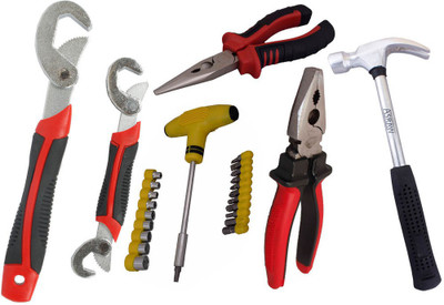 

Asraw Snap N Grip, Plier, Nose Plier, 1/2LB Hammer & Screwdriver Set Hand Tool Kit(5 Tools), Multicolor