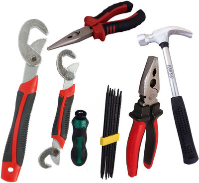 

Asraw Snap N Grip, Plier, Nose Plier, 1/2LB Hammer & Screwdriver Set Hand Tool Kit(5 Tools), Multicolor