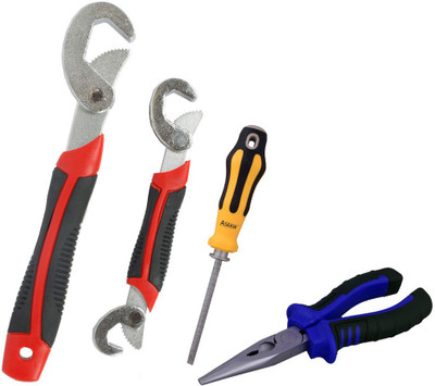 

Asraw Snap N Grip, Nose Plier & Adjustable Screwdriver Hand Tool Kit(3 Tools), Multicolor