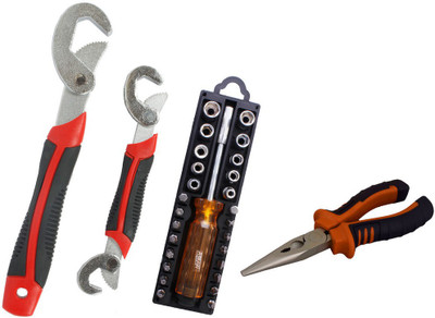 

Asraw Snap N Grip, Nose Plier & 28in1 Screwdriver Set Hand Tool Kit(3 Tools), Multicolor