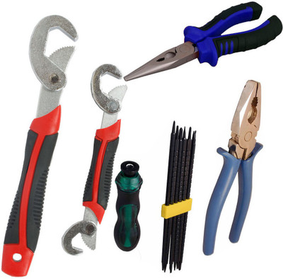 

Asraw Snap N Grip, Plier, Nose Plier & Screwdriver Set Hand Tool Kit(4 Tools), Multicolor