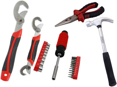 

Asraw Snap N Grip, Nose Plier, 1/2LB Hammer & 21PC Screwdriver Set Hand Tool Kit(4 Tools), Multicolor