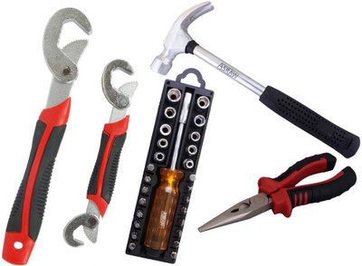 

Asraw Snap N Grip, Nose Plier, 1/2LB Hammer & 28in1 Screwdriver Set Hand Tool Kit(4 Tools), Multicolor