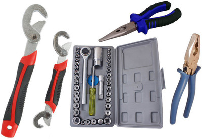 

Asraw Snap N Grip, Plier, Nose Plier & Socket Set Hand Tool Kit(4 Tools), Multicolor