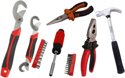 

Asraw Snap N Grip, Plier, Nose Plier, 1/2LB Hammer & 21PC Screwdriver Set Hand Tool Kit(5 Tools), Multicolor