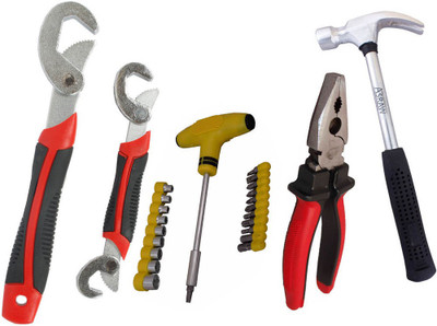 

Asraw Snap N Grip, Plier, 1/2LB Hammer & Screwdriver Set Hand Tool Kit(4 Tools), Multicolor