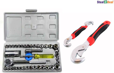 

Stealodeal Aiwa Set of 40 with Snap N Grip Multipurpose Hand Tool Kit(42 Tools), Multicolor
