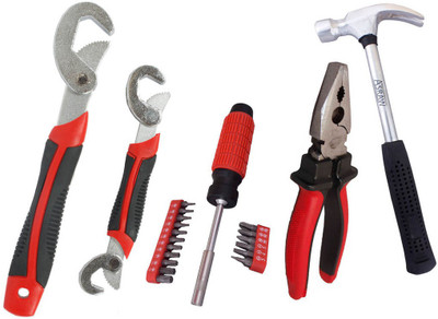 

Asraw Snap N Grip, Plier, 1/2LB Hammer & 18PC Screwdriver Set Hand Tool Kit(4 Tools), Multicolor