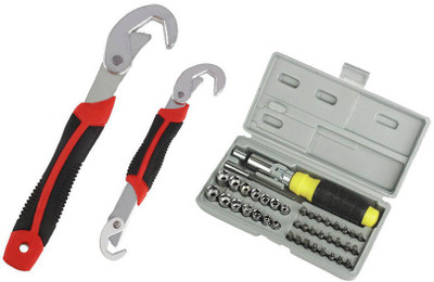 CRH CRH Duet Combo Pack 9-32 mm All in one Multi Purpose Double Sided Wrench & 41 PCS Ratchet Screwdriver Set Power & Hand Tool Kit Hand Tool Kit(43 Tools)