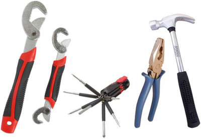 

Asraw Snap N Grip, Plier, 1/2LB Hammer & 8in1 Screwdriver Set Hand Tool Kit(4 Tools), Multicolor
