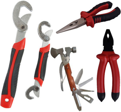 

Asraw Snap N Grip, Plier, Nose Plier & Multi Hammer Hand Tool Kit(4 Tools), Multicolor