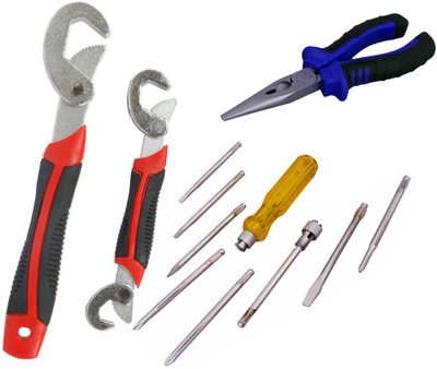 

Asraw Snap N Grip, Nose Plier & Screwdriver Set Hand Tool Kit(3 Tools), Multicolor