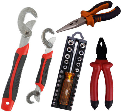 

Asraw Snap N Grip, Plier, Nose Plier & 28in1 Screwdriver Set Hand Tool Kit(4 Tools), Multicolor