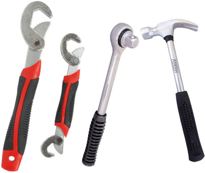 

Asraw Snap N Grip, 1/2LB Hammer & Ratchet Handle Hand Tool Kit(3 Tools), Multicolor