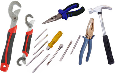

Asraw Snap N Grip, Plier, Nose Plier, 1/2LB Hammer & Screwdriver Set Hand Tool Kit(5 Tools), Multicolor