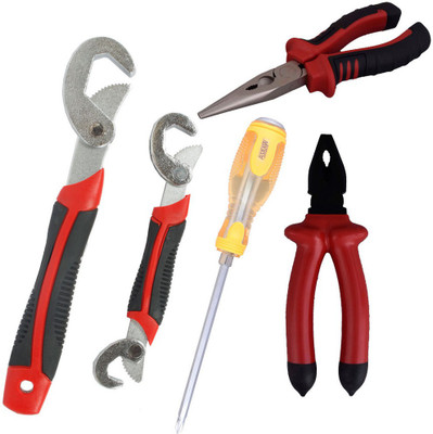 

Asraw Snap N Grip, Plier, Nose Plier & Double Sided Screwdriver Hand Tool Kit(4 Tools), Multicolor