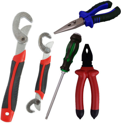 

Asraw Snap N Grip, Plier, Nose Plier & Double Sided Screwdriver Hand Tool Kit(4 Tools), Multicolor