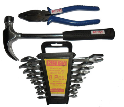

Ketsy Home Hand Tool Kit(10 Tools), Silver/black;silver blue