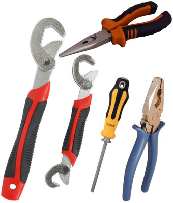 

Asraw Snap N Grip, Plier, Nose Plier & Adjustable Screwdriver Hand Tool Kit(4 Tools), Multicolor