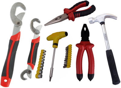 

Asraw Snap N Grip, Plier, Nose Plier, 1/2LB Hammer & Screwdriver Set Hand Tool Kit(5 Tools), Multicolor