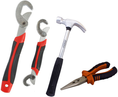 

Asraw Snap N Grip, Nose Plier & 1/2LB Hammer Hand Tool Kit(3 Tools), Multicolor