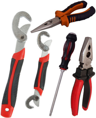 

Asraw Snap N Grip, Plier, Nose Plier & Double Sided Screwdriver Hand Tool Kit(4 Tools), Multicolor
