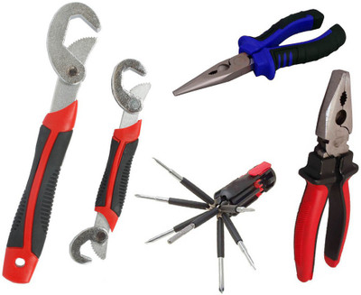 

Asraw Snap N Grip, Plier, Nose Plier & 8in1 Screwdriver Set Hand Tool Kit(4 Tools), Multicolor