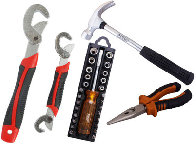 

Asraw Snap N Grip, Nose Plier, 1/2LB Hammer & 28in1 Screwdriver Set Hand Tool Kit(4 Tools), Multicolor
