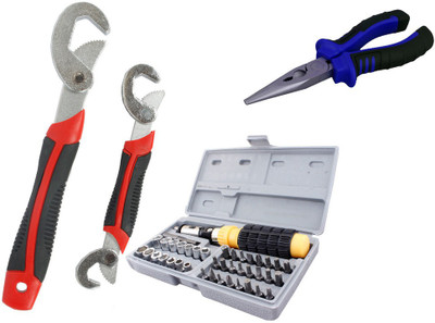 

Asraw Snap N Grip, Nose Plier & 41pcs Screwdriver Set Hand Tool Kit(3 Tools), Multicolor
