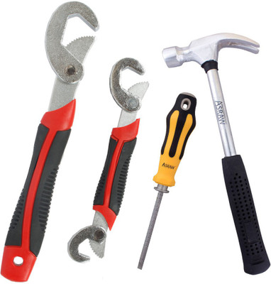 

Asraw Snap N Grip, 1/2LB Hammer & Adjustable Screwdriver Hand Tool Kit(3 Tools), Multicolor