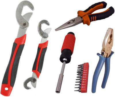 

Asraw Snap N Grip, Plier, Nose Plier & 11PC Screwdriver Set Hand Tool Kit(4 Tools), Multicolor