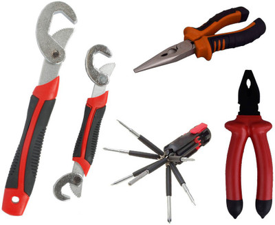 

Asraw Snap N Grip, Plier, Nose Plier & 8in1 Screwdriver Set Hand Tool Kit(4 Tools), Multicolor