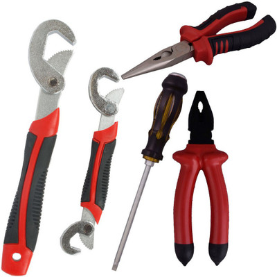

Asraw Snap N Grip, Plier, Nose Plier & Double Sided Screwdriver Hand Tool Kit(4 Tools), Multicolor