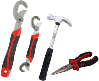 

Asraw Snap N Grip, Nose Plier & 1/2LB Hammer Hand Tool Kit(3 Tools), Multicolor