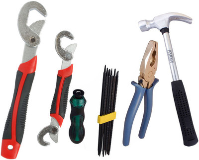 

Asraw Snap N Grip, Plier, 1/2LB Hammer & Screwdriver Set Hand Tool Kit(4 Tools), Multicolor