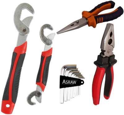 

Asraw Snap N Grip, Plier, Nose Plier & Allen key Hand Tool Kit(4 Tools), Multicolor