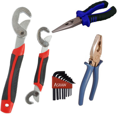 

Asraw Snap N Grip, Plier, Nose Plier & Allen key Hand Tool Kit(4 Tools), Multicolor