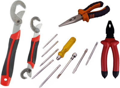 

Asraw Snap N Grip, Plier, Nose Plier & Screwdriver Set Hand Tool Kit(4 Tools), Multicolor