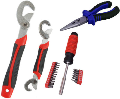 

Asraw Snap N Grip, Nose Plier & 18PC Screwdriver Set Hand Tool Kit(3 Tools), Multicolor