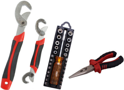 

Asraw Snap N Grip, Nose Plier & 28in1 Screwdriver Set Hand Tool Kit(3 Tools), Multicolor